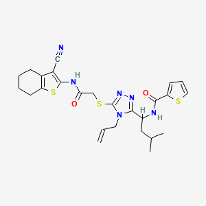 molecular formula C26H30N6O2S3 B4135087 N-{1-[4-allyl-5-({2-[(3-cyano-4,5,6,7-tetrahydro-1-benzothien-2-yl)amino]-2-oxoethyl}thio)-4H-1,2,4-triazol-3-yl]-3-methylbutyl}-2-thiophenecarboxamide 