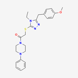 molecular formula C24H29N5O2S B4135134 1-({[4-ethyl-5-(4-methoxybenzyl)-4H-1,2,4-triazol-3-yl]thio}acetyl)-4-phenylpiperazine 