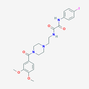 molecular formula C23H27IN4O5 B413516 N~1~-{2-[4-(3,4-dimethoxybenzoyl)-1-piperazinyl]ethyl}-N~2~-(4-iodophenyl)ethanediamide 