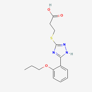 molecular formula C14H17N3O3S B4135160 3-{[5-(2-propoxyphenyl)-4H-1,2,4-triazol-3-yl]thio}propanoic acid 