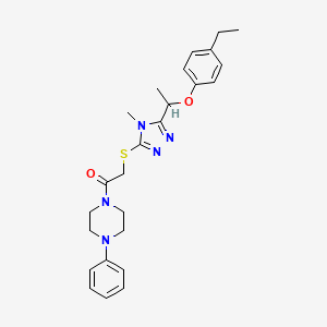 1-[({5-[1-(4-ethylphenoxy)ethyl]-4-methyl-4H-1,2,4-triazol-3-yl}thio)acetyl]-4-phenylpiperazine