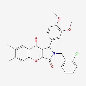 molecular formula C28H24ClNO5 B4135184 2-(2-chlorobenzyl)-1-(3,4-dimethoxyphenyl)-6,7-dimethyl-1,2-dihydrochromeno[2,3-c]pyrrole-3,9-dione 
