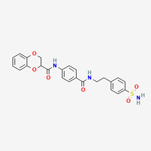 molecular formula C24H23N3O6S B4135187 N-{4-[({2-[4-(aminosulfonyl)phenyl]ethyl}amino)carbonyl]phenyl}-2,3-dihydro-1,4-benzodioxine-2-carboxamide 