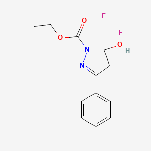 molecular formula C14H16F2N2O3 B4135205 ethyl 5-(1,1-difluoroethyl)-5-hydroxy-3-phenyl-4,5-dihydro-1H-pyrazole-1-carboxylate 