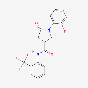 molecular formula C18H14F4N2O2 B4135238 1-(2-fluorophenyl)-5-oxo-N-[2-(trifluoromethyl)phenyl]-3-pyrrolidinecarboxamide 