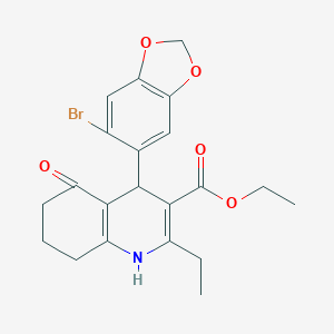 Ethyl 4-(6-bromo-1,3-benzodioxol-5-yl)-2-ethyl-5-oxo-1,4,5,6,7,8-hexahydro-3-quinolinecarboxylate