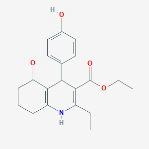 molecular formula C20H23NO4 B413530 ethyl 2-ethyl-4-(4-hydroxyphenyl)-5-oxo-4,6,7,8-tetrahydro-1H-quinoline-3-carboxylate 