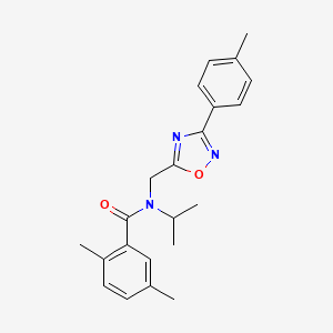 molecular formula C22H25N3O2 B4135304 N-isopropyl-2,5-dimethyl-N-{[3-(4-methylphenyl)-1,2,4-oxadiazol-5-yl]methyl}benzamide 