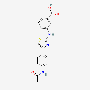 molecular formula C18H15N3O3S B4135317 3-({4-[4-(acetylamino)phenyl]-1,3-thiazol-2-yl}amino)benzoic acid 