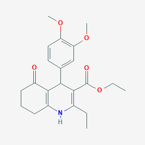 molecular formula C22H27NO5 B413532 Ethyl 4-(3,4-dimethoxyphenyl)-2-ethyl-5-oxo-1,4,5,6,7,8-hexahydro-3-quinolinecarboxylate 