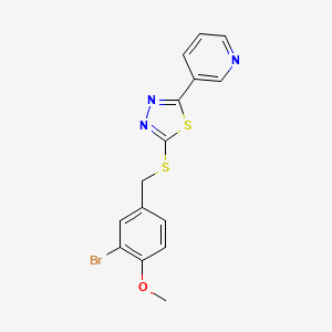 molecular formula C15H12BrN3OS2 B4135323 3-{5-[(3-bromo-4-methoxybenzyl)thio]-1,3,4-thiadiazol-2-yl}pyridine 