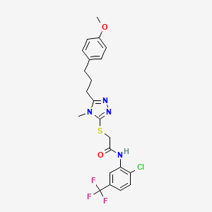 molecular formula C22H22ClF3N4O2S B4135331 N-[2-chloro-5-(trifluoromethyl)phenyl]-2-({5-[3-(4-methoxyphenyl)propyl]-4-methyl-4H-1,2,4-triazol-3-yl}thio)acetamide 