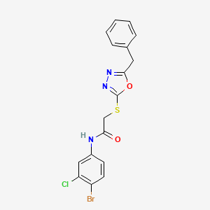 2-[(5-benzyl-1,3,4-oxadiazol-2-yl)thio]-N-(4-bromo-3-chlorophenyl)acetamide