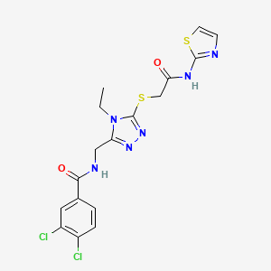 molecular formula C17H16Cl2N6O2S2 B4135351 3,4-dichloro-N-[(4-ethyl-5-{[2-oxo-2-(1,3-thiazol-2-ylamino)ethyl]thio}-4H-1,2,4-triazol-3-yl)methyl]benzamide 