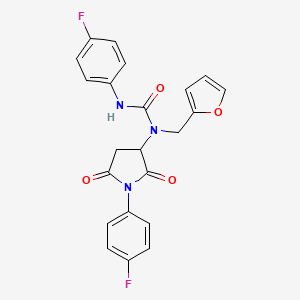 molecular formula C22H17F2N3O4 B4135363 N'-(4-fluorophenyl)-N-[1-(4-fluorophenyl)-2,5-dioxo-3-pyrrolidinyl]-N-(2-furylmethyl)urea 