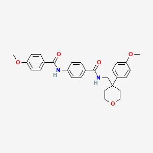 molecular formula C28H30N2O5 B4135375 4-methoxy-N-{4-[({[4-(4-methoxyphenyl)tetrahydro-2H-pyran-4-yl]methyl}amino)carbonyl]phenyl}benzamide 