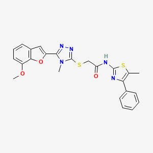 molecular formula C24H21N5O3S2 B4135398 2-{[5-(7-methoxy-1-benzofuran-2-yl)-4-methyl-4H-1,2,4-triazol-3-yl]thio}-N-(5-methyl-4-phenyl-1,3-thiazol-2-yl)acetamide 