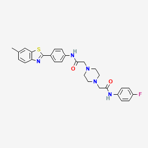 molecular formula C28H28FN5O2S B4135405 2-(4-{2-[(4-fluorophenyl)amino]-2-oxoethyl}-1-piperazinyl)-N-[4-(6-methyl-1,3-benzothiazol-2-yl)phenyl]acetamide 