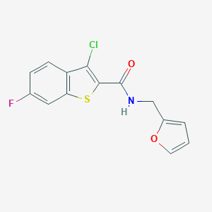 molecular formula C14H9ClFNO2S B413542 3-chloro-6-fluoro-N-(furan-2-ylmethyl)-1-benzothiophene-2-carboxamide 