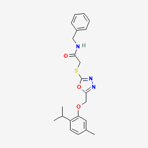 molecular formula C22H25N3O3S B4135435 N-benzyl-2-({5-[(2-isopropyl-5-methylphenoxy)methyl]-1,3,4-oxadiazol-2-yl}thio)acetamide 