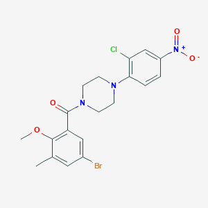 molecular formula C19H19BrClN3O4 B4135452 1-(5-bromo-2-methoxy-3-methylbenzoyl)-4-(2-chloro-4-nitrophenyl)piperazine 