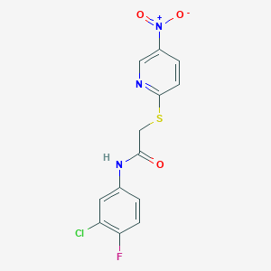 molecular formula C13H9ClFN3O3S B4135477 N-(3-chloro-4-fluorophenyl)-2-[(5-nitro-2-pyridinyl)thio]acetamide 