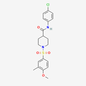 molecular formula C20H23ClN2O4S B4135485 N-(4-chlorophenyl)-1-[(4-methoxy-3-methylphenyl)sulfonyl]-4-piperidinecarboxamide 