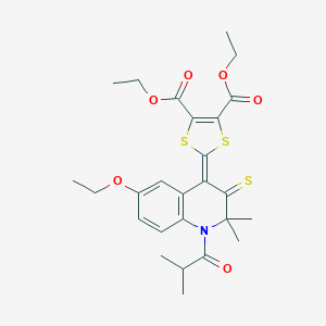 Diethyl 2-[6-ethoxy-2,2-dimethyl-1-(2-methylpropanoyl)-3-sulfanylidenequinolin-4-ylidene]-1,3-dithiole-4,5-dicarboxylate