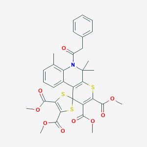 Tetramethyl 5',5',7'-trimethyl-6'-(phenylacetyl)-5',6'-dihydrospiro[1,3-dithiole-2,1'-thiopyrano[2,3-c]quinoline]-2',3',4,5-tetracarboxylate