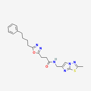 N-[(2-methylimidazo[2,1-b][1,3,4]thiadiazol-6-yl)methyl]-3-[5-(4-phenylbutyl)-1,3,4-oxadiazol-2-yl]propanamide