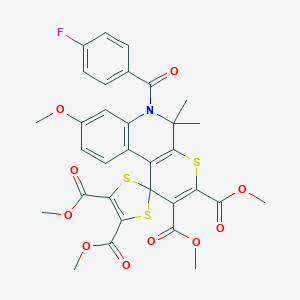 Tetramethyl 6'-(4-fluorobenzoyl)-8'-methoxy-5',5'-dimethyl-5',6'-dihydrospiro[1,3-dithiole-2,1'-thiopyrano[2,3-c]quinoline]-2',3',4,5-tetracarboxylate