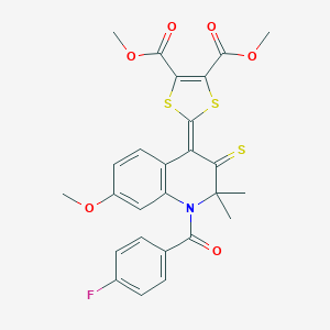 dimethyl 2-(1-(4-fluorobenzoyl)-7-methoxy-2,2-dimethyl-3-thioxo-2,3-dihydro-4(1H)-quinolinylidene)-1,3-dithiole-4,5-dicarboxylate