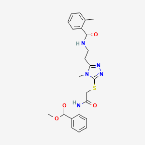 molecular formula C23H25N5O4S B4135569 methyl 2-({[(4-methyl-5-{2-[(2-methylbenzoyl)amino]ethyl}-4H-1,2,4-triazol-3-yl)thio]acetyl}amino)benzoate 