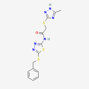 molecular formula C14H14N6OS3 B4135575 N-[5-(benzylthio)-1,3,4-thiadiazol-2-yl]-2-[(5-methyl-4H-1,2,4-triazol-3-yl)thio]acetamide 