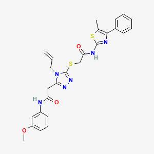 molecular formula C26H26N6O3S2 B4135631 2-[(4-allyl-5-{2-[(3-methoxyphenyl)amino]-2-oxoethyl}-4H-1,2,4-triazol-3-yl)thio]-N-(5-methyl-4-phenyl-1,3-thiazol-2-yl)acetamide 