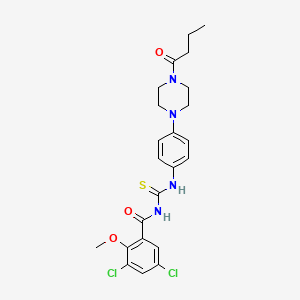 molecular formula C23H26Cl2N4O3S B4135637 N-({[4-(4-butyryl-1-piperazinyl)phenyl]amino}carbonothioyl)-3,5-dichloro-2-methoxybenzamide 