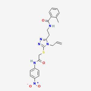 molecular formula C23H24N6O4S B4135643 N-{2-[4-allyl-5-({2-[(4-nitrophenyl)amino]-2-oxoethyl}thio)-4H-1,2,4-triazol-3-yl]ethyl}-2-methylbenzamide 