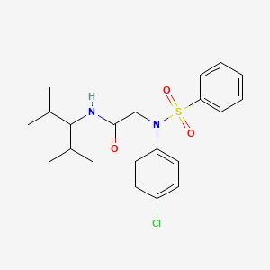 molecular formula C21H27ClN2O3S B4135671 N~2~-(4-chlorophenyl)-N~1~-(1-isopropyl-2-methylpropyl)-N~2~-(phenylsulfonyl)glycinamide 
