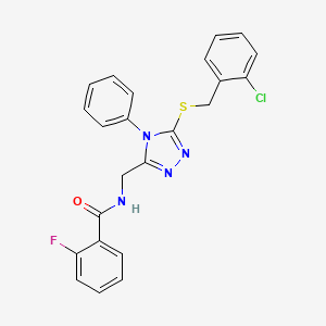 molecular formula C23H18ClFN4OS B4135702 N-({5-[(2-chlorobenzyl)thio]-4-phenyl-4H-1,2,4-triazol-3-yl}methyl)-2-fluorobenzamide 