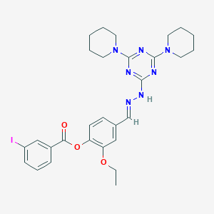 3-Iodo-benzoic acid 4-[(4,6-di-piperidin-1-yl-[1,3,5]triazin-2-yl)-hydrazonometh