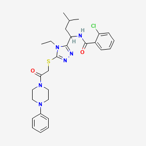 molecular formula C28H35ClN6O2S B4135729 2-chloro-N-[1-(4-ethyl-5-{[2-oxo-2-(4-phenyl-1-piperazinyl)ethyl]thio}-4H-1,2,4-triazol-3-yl)-3-methylbutyl]benzamide 