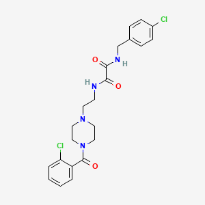molecular formula C22H24Cl2N4O3 B4135747 N-{2-[4-(2-chlorobenzoyl)-1-piperazinyl]ethyl}-N'-(4-chlorobenzyl)ethanediamide 