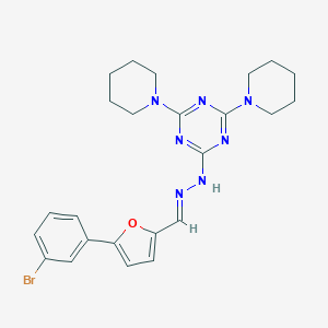 molecular formula C24H28BrN7O B413578 2-[(2E)-2-{[5-(3-bromophenyl)furan-2-yl]methylidene}hydrazinyl]-4,6-di(piperidin-1-yl)-1,3,5-triazine 