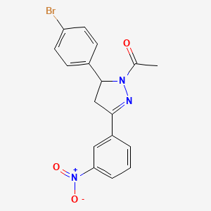 molecular formula C17H14BrN3O3 B4135789 1-acetyl-5-(4-bromophenyl)-3-(3-nitrophenyl)-4,5-dihydro-1H-pyrazole 