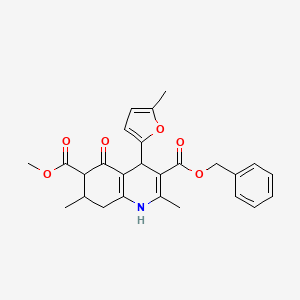 molecular formula C26H27NO6 B4135826 3-benzyl 6-methyl 2,7-dimethyl-4-(5-methyl-2-furyl)-5-oxo-1,4,5,6,7,8-hexahydro-3,6-quinolinedicarboxylate 