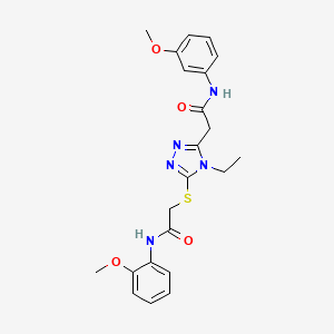 molecular formula C22H25N5O4S B4135838 2-[4-ethyl-5-({2-[(2-methoxyphenyl)amino]-2-oxoethyl}thio)-4H-1,2,4-triazol-3-yl]-N-(3-methoxyphenyl)acetamide 