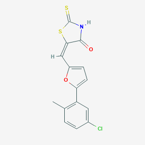molecular formula C15H10ClNO2S2 B413584 5-[5-(5-Chloro-2-methyl-phenyl)-furan-2-ylmethylene]-2-thioxo-thiazolidin-4-one 