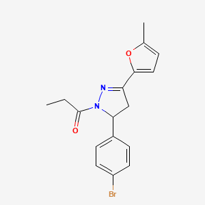 molecular formula C17H17BrN2O2 B4135849 5-(4-bromophenyl)-3-(5-methyl-2-furyl)-1-propionyl-4,5-dihydro-1H-pyrazole 