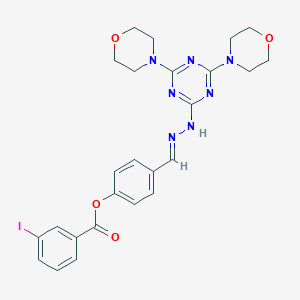 (E)-4-((2-(4,6-dimorpholino-1,3,5-triazin-2-yl)hydrazono)methyl)phenyl 3-iodobenzoate