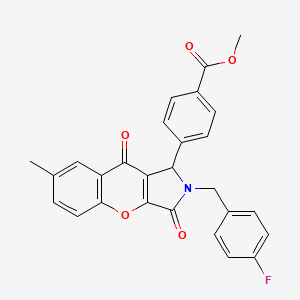 molecular formula C27H20FNO5 B4135865 methyl 4-[2-(4-fluorobenzyl)-7-methyl-3,9-dioxo-1,2,3,9-tetrahydrochromeno[2,3-c]pyrrol-1-yl]benzoate 
